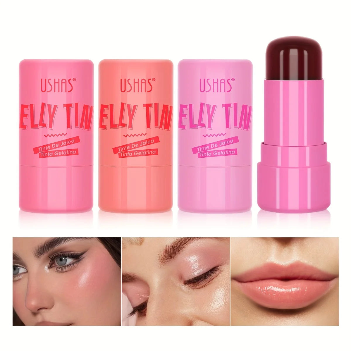 4-Color 3-in-1 Jelly Blush Stick – Blush, Lip Balm & Eyeshadow - Mrmora