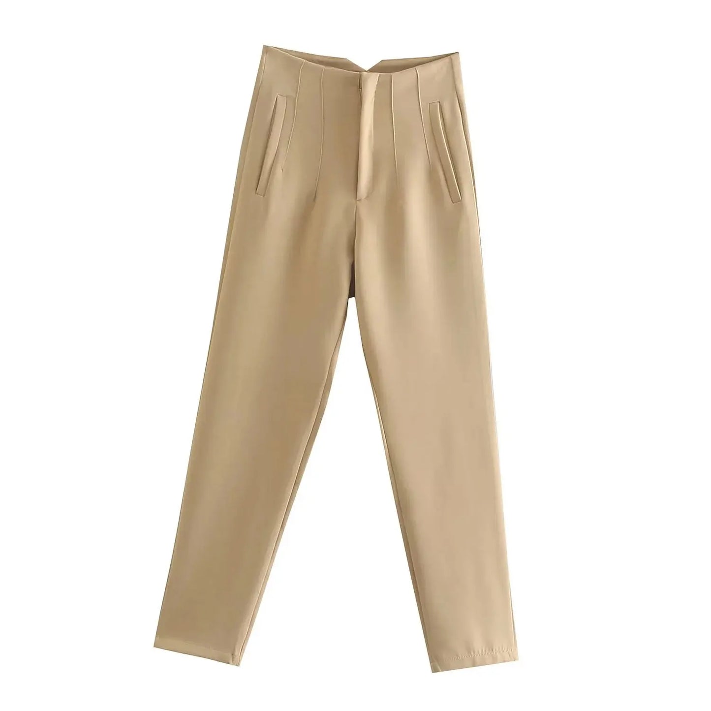 TRAFZA Women Elegant Solid Pencil Pants High Waist Pant For Women Casual Streetwear Woman Trousers Office Wear Chic Pant - Mrmora