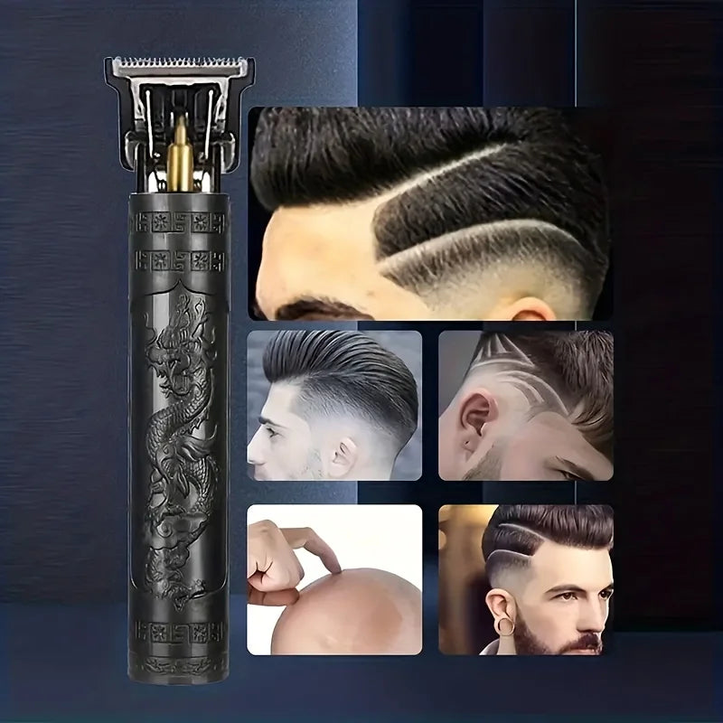 Vintage T9 Electric Hair Clipper - Rechargeable Barber Trimmer with Dragon Buddha Design - Mrmora