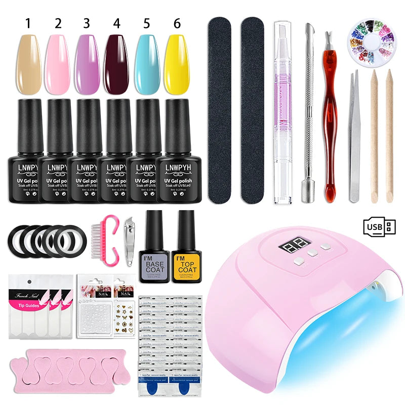 Nail Gel Polish Kit with UV Lamp - Mrmora