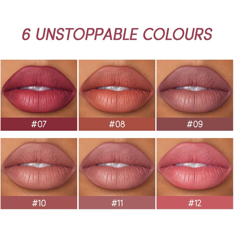 12-Color Matte Lipstick & Lip Liner Set – Waterproof & Long-Lasting - Mrmora