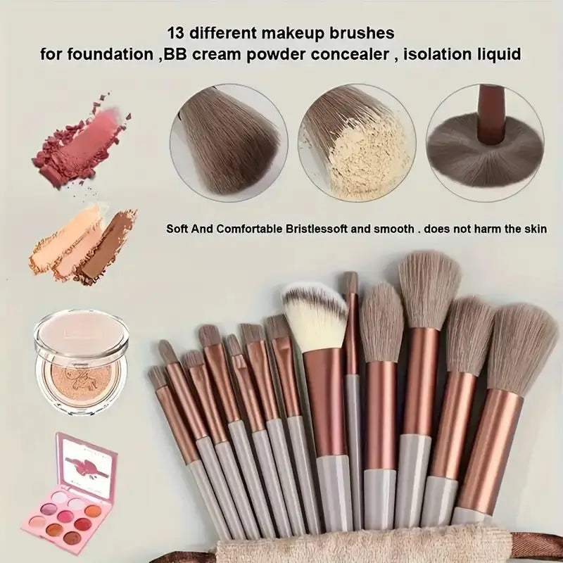 13 PCS Makeup Brushes Set - Soft & Durable Cosmetic Tools - Mrmora