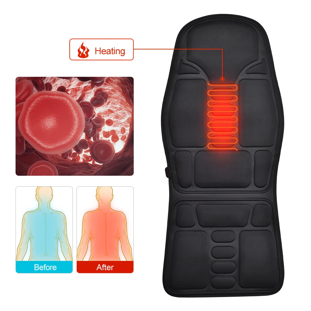 Electric Heating Vibrating Back Massager Seat Pad for Car & Home - Mrmora