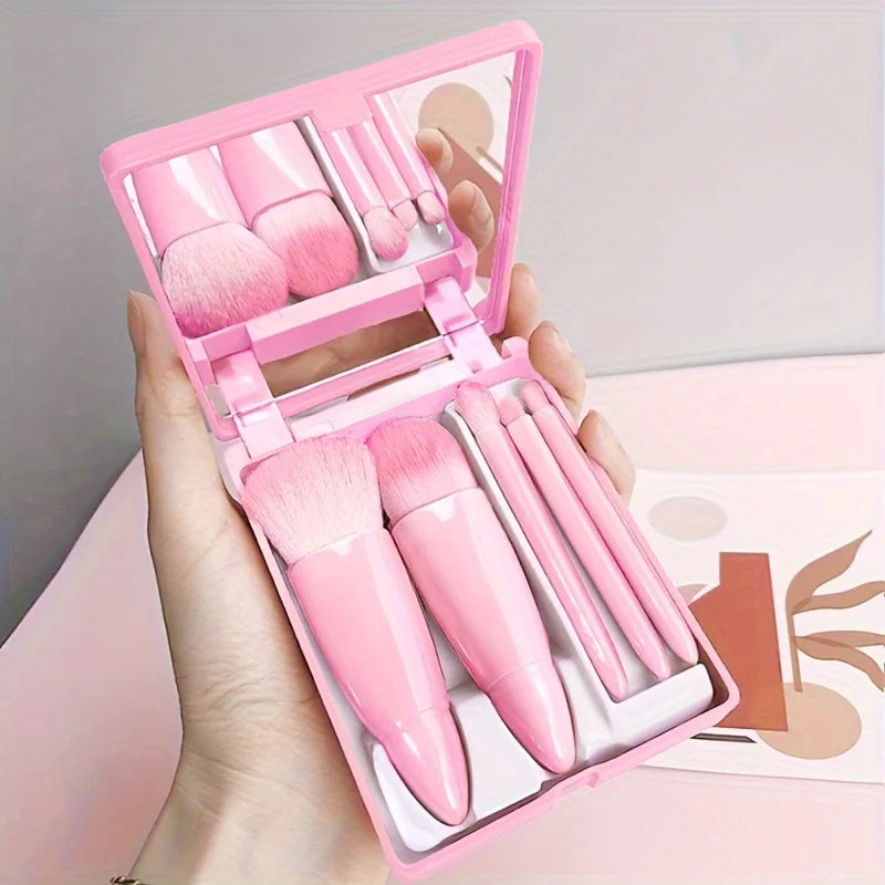 5 Pcs Travel Makeup Brush Set with Storage Box - Mrmora