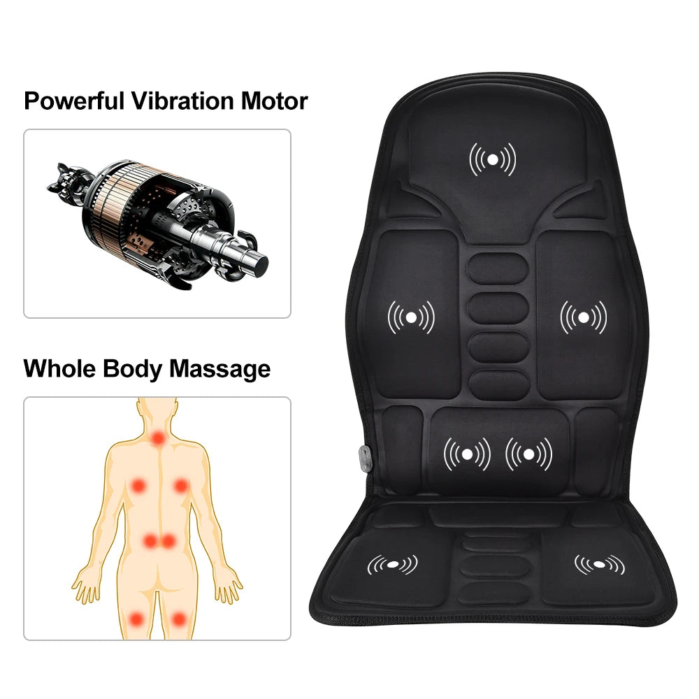 Electric Heating Vibrating Back Massager Seat Pad for Car & Home - Mrmora