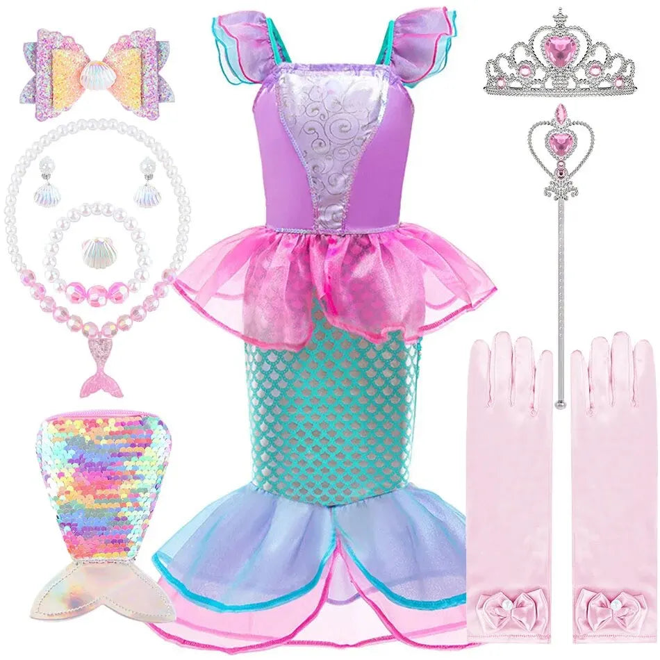 Princess Ariel Dress for Girls – Little Mermaid Halloween & Christmas Costume - Mrmora