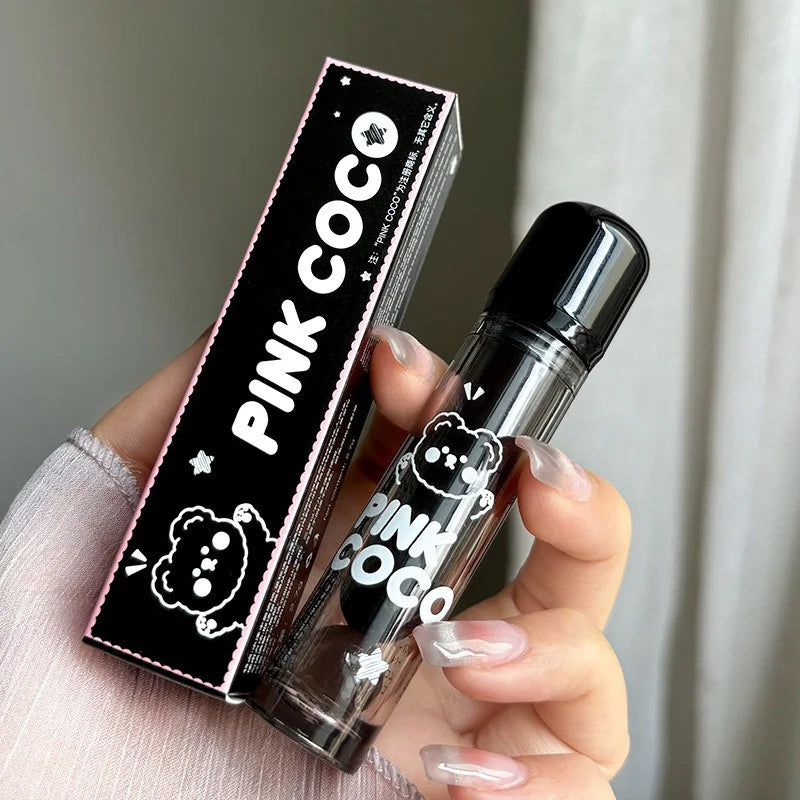 PINKCOCO Bear Doodle Mirror Lip Glaze – Shiny & Long-Lasting - Mrmora