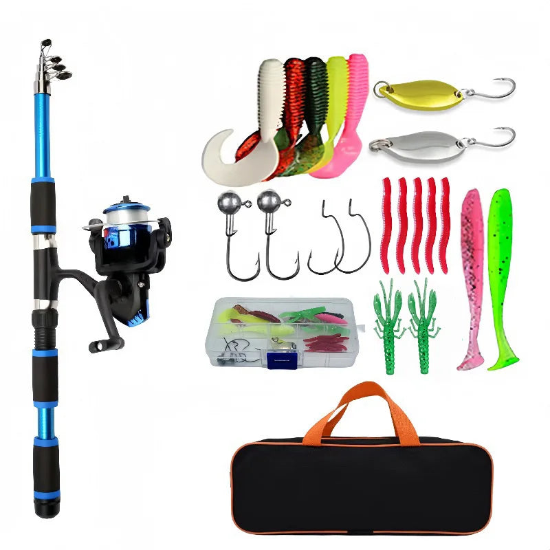 Telescopic Fishing Rod Kit – Full Travel Set with Reel, Baits & Hooks - Mrmora