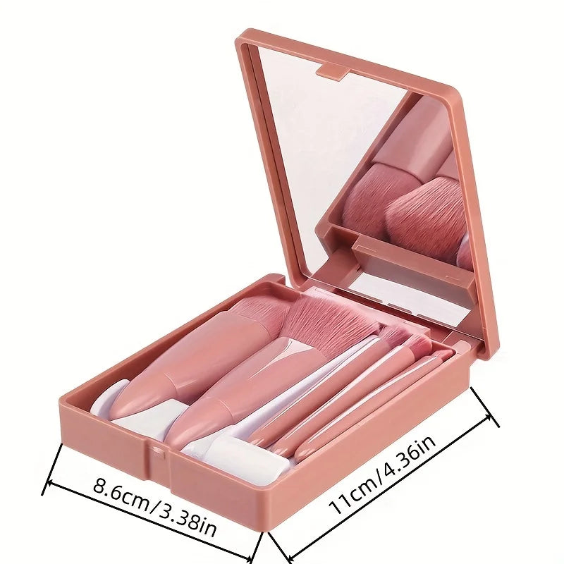 5 Pcs Travel Makeup Brush Set with Storage Box - Mrmora