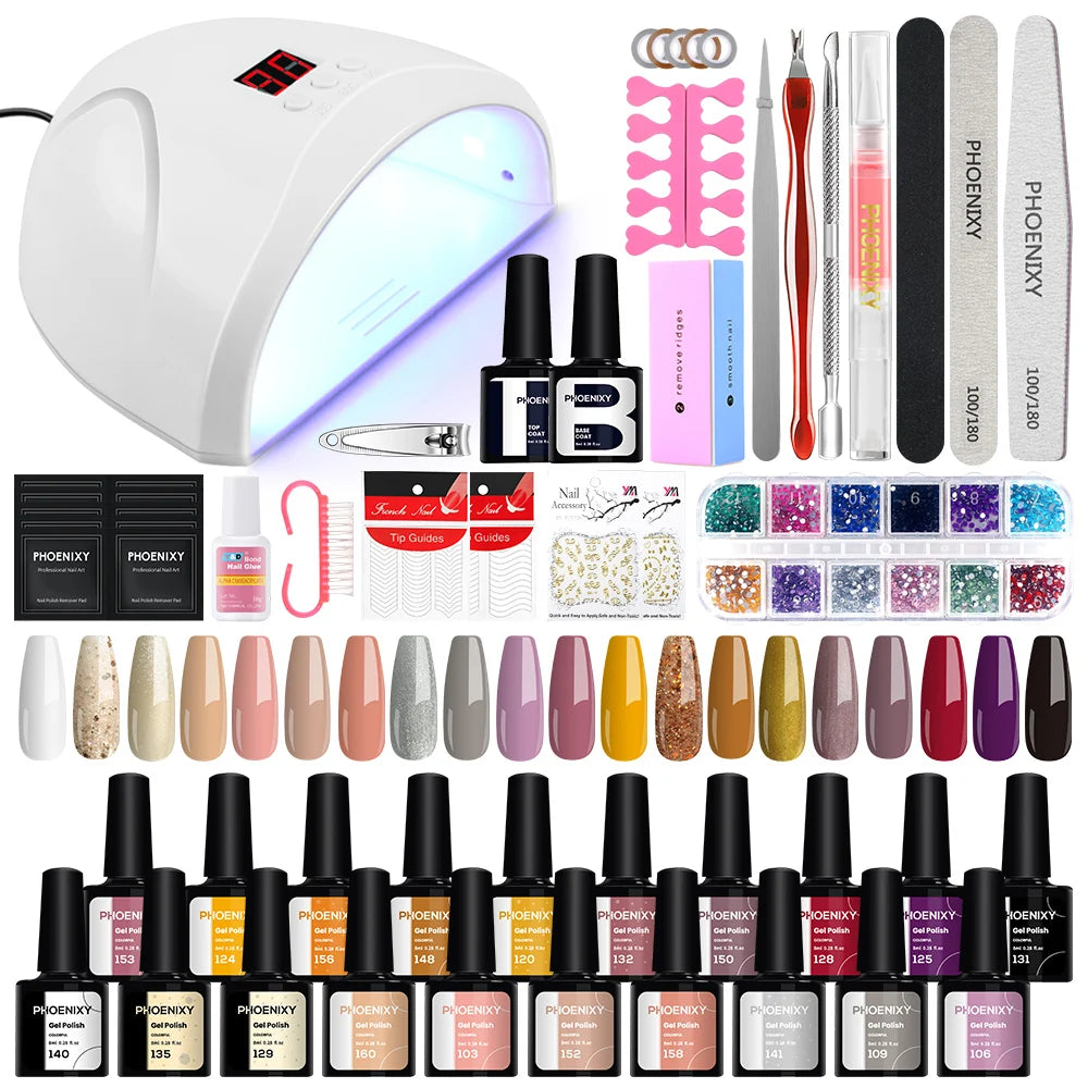 Gel Nail Polish Set with UV LED Lamp - Mrmora