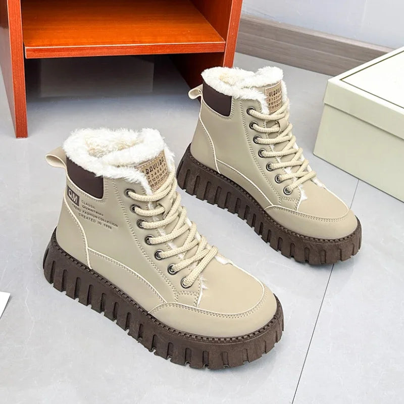 Platform Snow Boots for Women – Winter 2025 Fashion Plus Fur Warm Ankle Sneakers - Mrmora