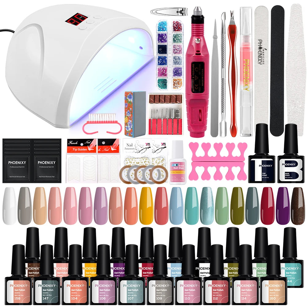 Gel Nail Polish Set with UV LED Lamp - Mrmora