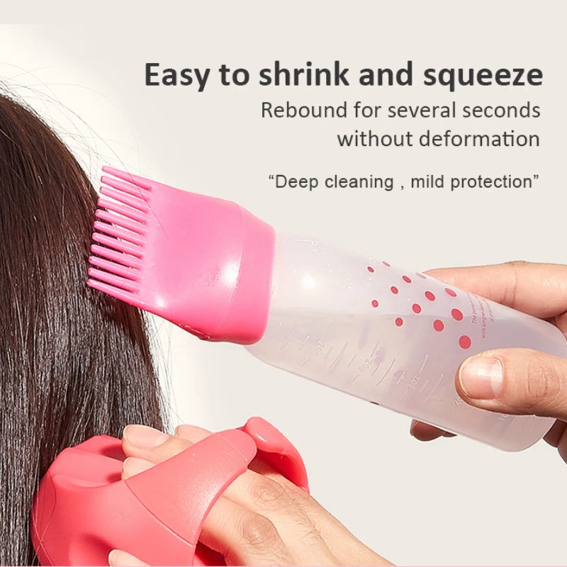 2pcs Silicone Shampoo & Hair Dye Bottle Set with Applicator & Scalp Massage Brush - Mrmora