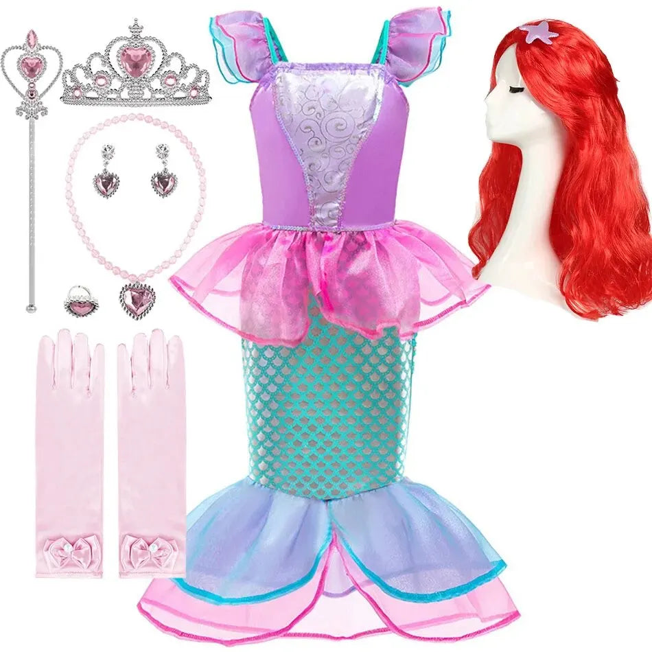 Princess Ariel Dress for Girls – Little Mermaid Halloween & Christmas Costume - Mrmora