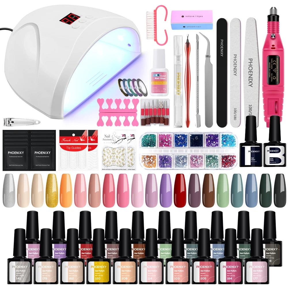 Gel Nail Polish Set with UV LED Lamp - Mrmora