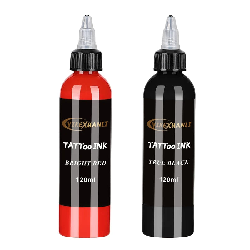 120ml Professional Tattoo Ink – Red/Black Semi-Permanent Pigment - Mrmora