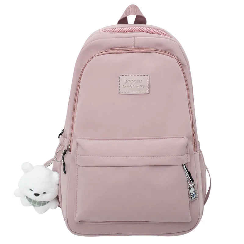 Trendy Waterproof College Backpack for Girls – High Capacity and Cute Design - Mrmora