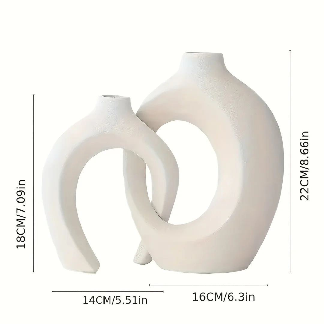 Hollow Nordic Modern Ceramic Vase Set – Elegant Home Decor for Living Room or Bookshelf - Mrmora