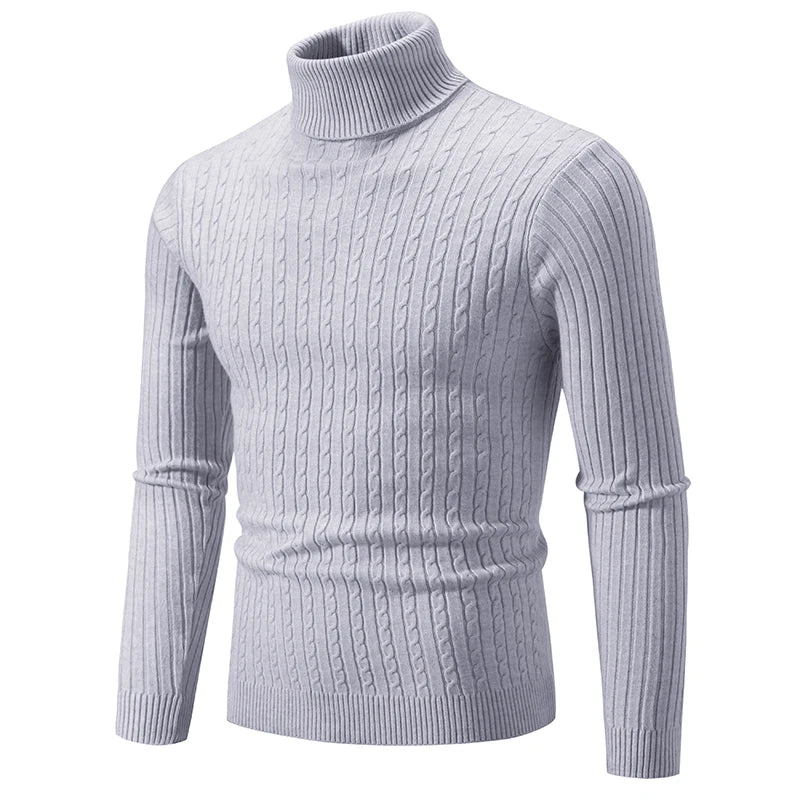 Men's High-Neck Knitted Sweater – Warm Winter Casual Pullover - Mrmora