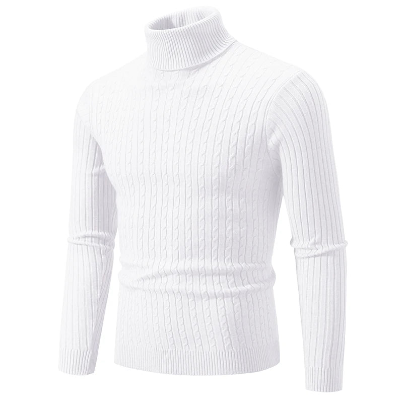 Men's High-Neck Knitted Sweater – Warm Winter Casual Pullover - Mrmora