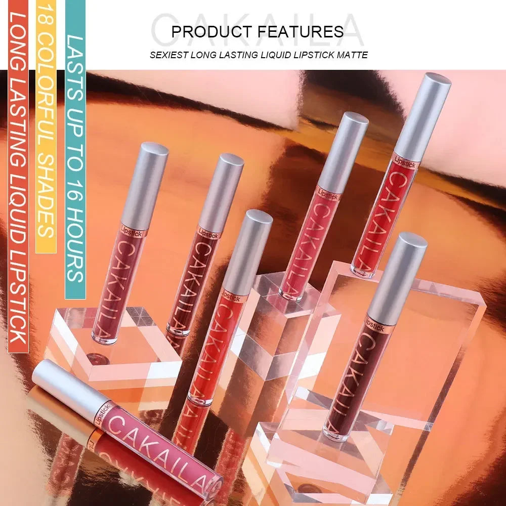 18-Color Matte Liquid Lipstick Set – Long-Lasting & Bold - Mrmora