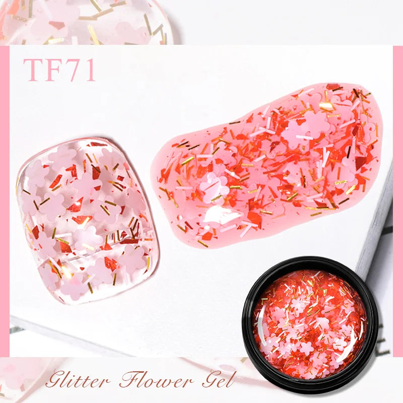 MEET ACROSS 5ml Pink Dried Flower Gel – Natural Fairy Nail Art UV LED Soak-Off Gel Polish - Mrmora