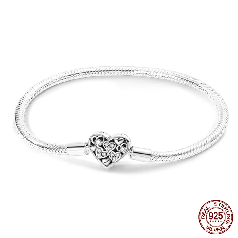 925 Silver Star, Moon & Clover Bracelet – Elegant Green Zircon Charm Gift - Mrmora