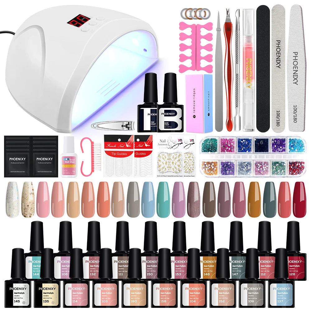 Gel Nail Polish Set with UV LED Lamp - Mrmora