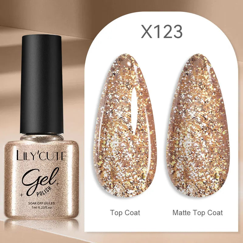 LILYCUTE Champagne Gold Glitter UV Gel – Nail Art Liner - Mrmora