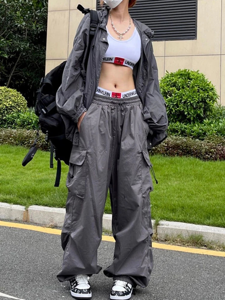 Y2K Oversized Cargo Pants – Wide-Leg Streetwear with Pockets for Women - Mrmora