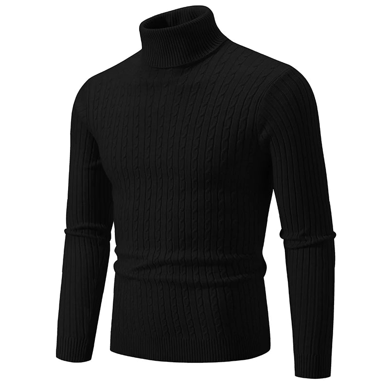 Men's High-Neck Knitted Sweater – Warm Winter Casual Pullover - Mrmora