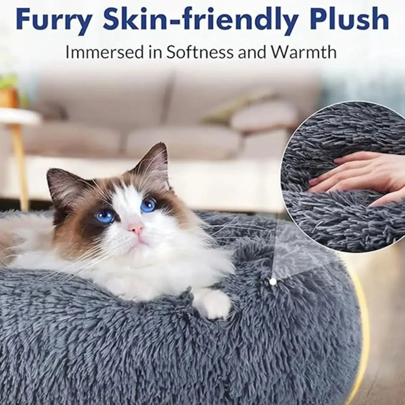 Soft Round Pet Bed for Cats & Dogs - Mrmora