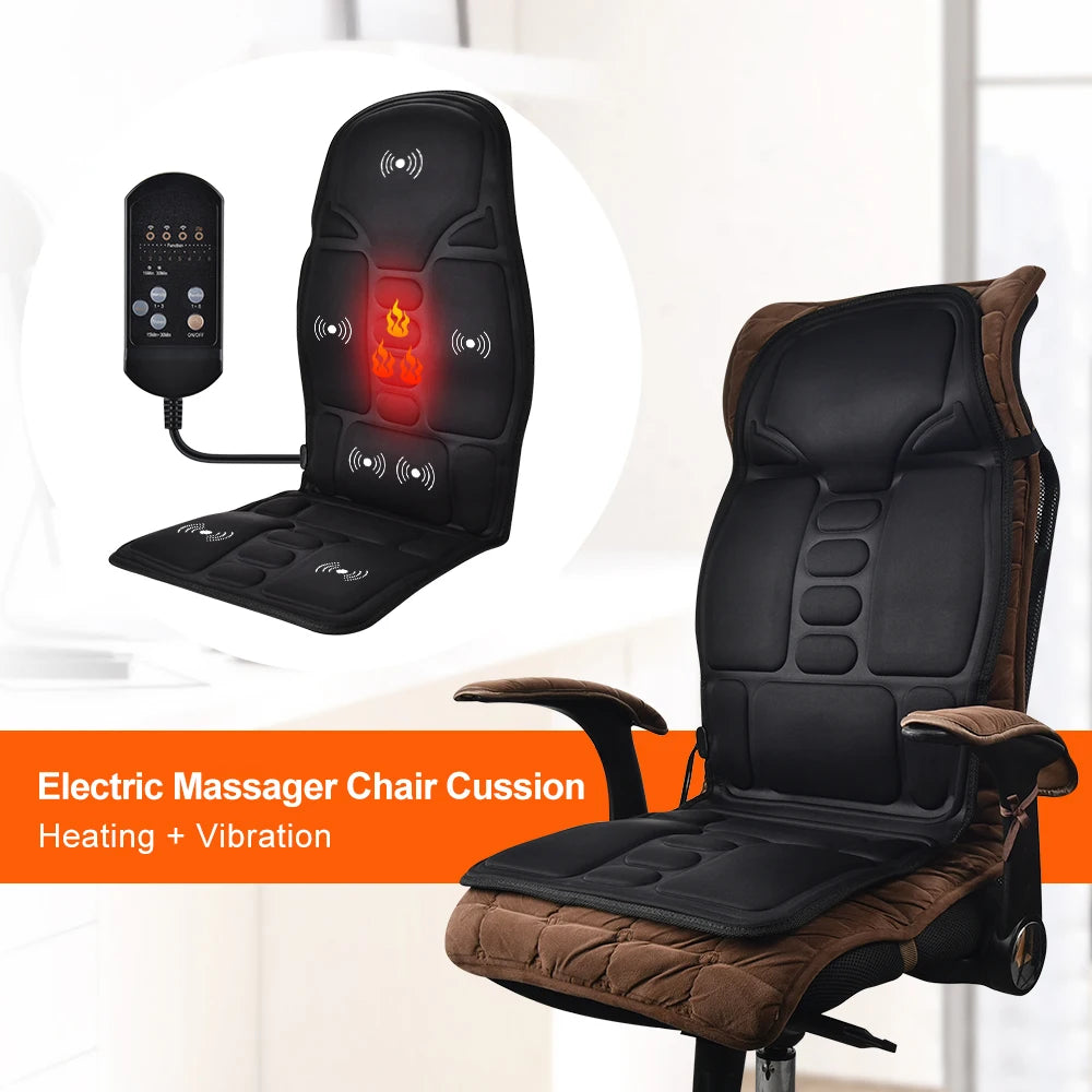 Electric Heating Vibrating Back Massager Seat Pad for Car & Home - Mrmora