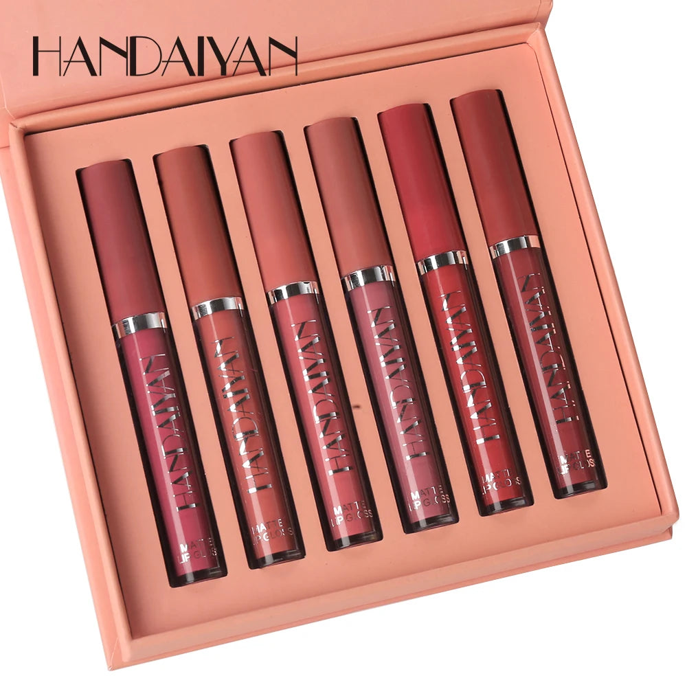 HANDAIYAN 6-Piece Matte Liquid Lipstick Set – Long-Lasting & Non-Stick - Mrmora