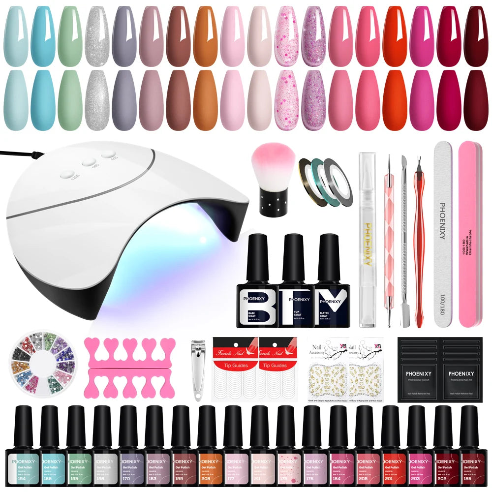 Gel Nail Polish Set with UV LED Lamp - Mrmora