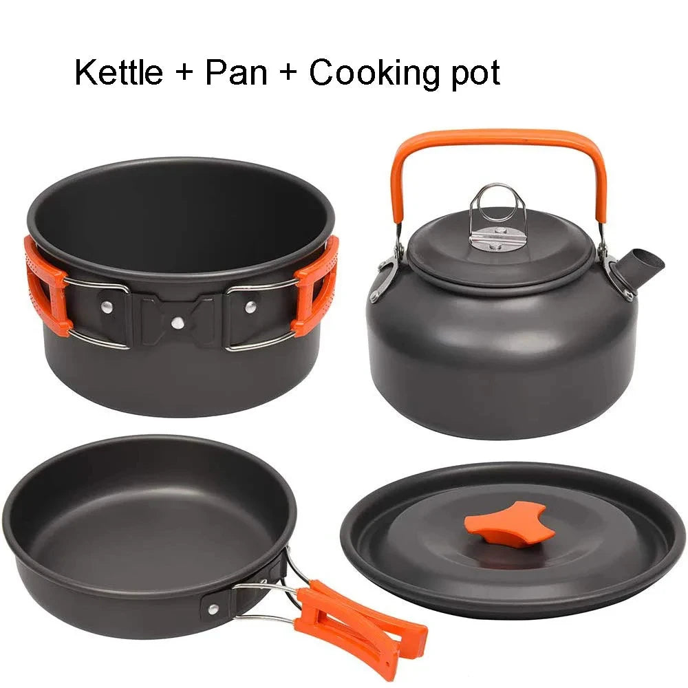 Camping Cookware Set – Non-Stick Pots & Teapot for 2-3 People - Mrmora