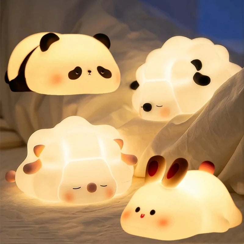 Adorable LED Silicone Night Light – Panda, Sheep, Rabbit Design