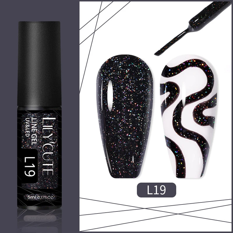 LILYCUTE Champagne Gold Glitter UV Gel – Nail Art Liner - Mrmora