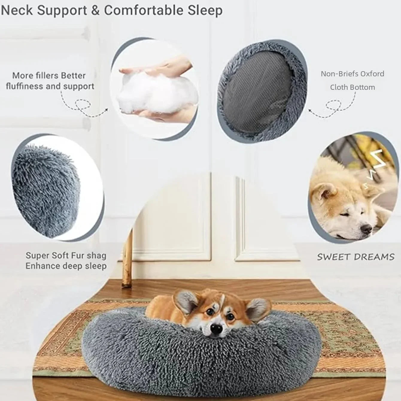 Soft Round Pet Bed for Cats & Dogs - Mrmora