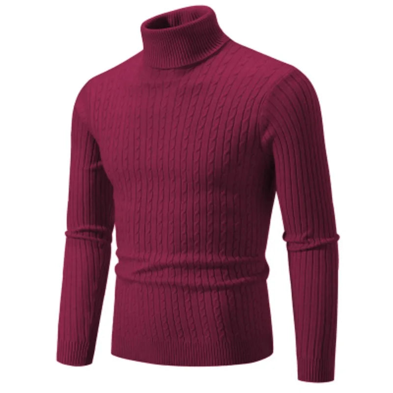 Men's High-Neck Knitted Sweater – Warm Winter Casual Pullover - Mrmora