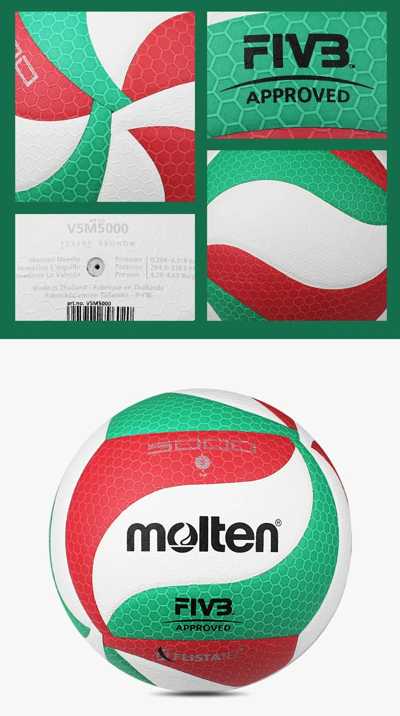 Molten FLISTATEC Volleyball – Size 5, Professional PU Ball - Mrmora