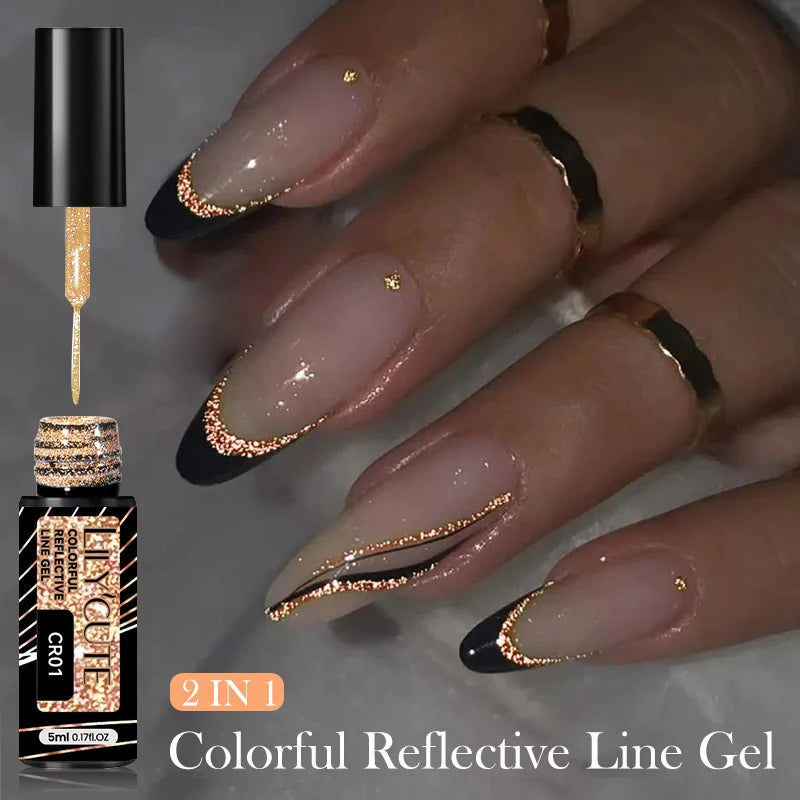 LILYCUTE Champagne Gold Glitter UV Gel – Nail Art Liner - Mrmora