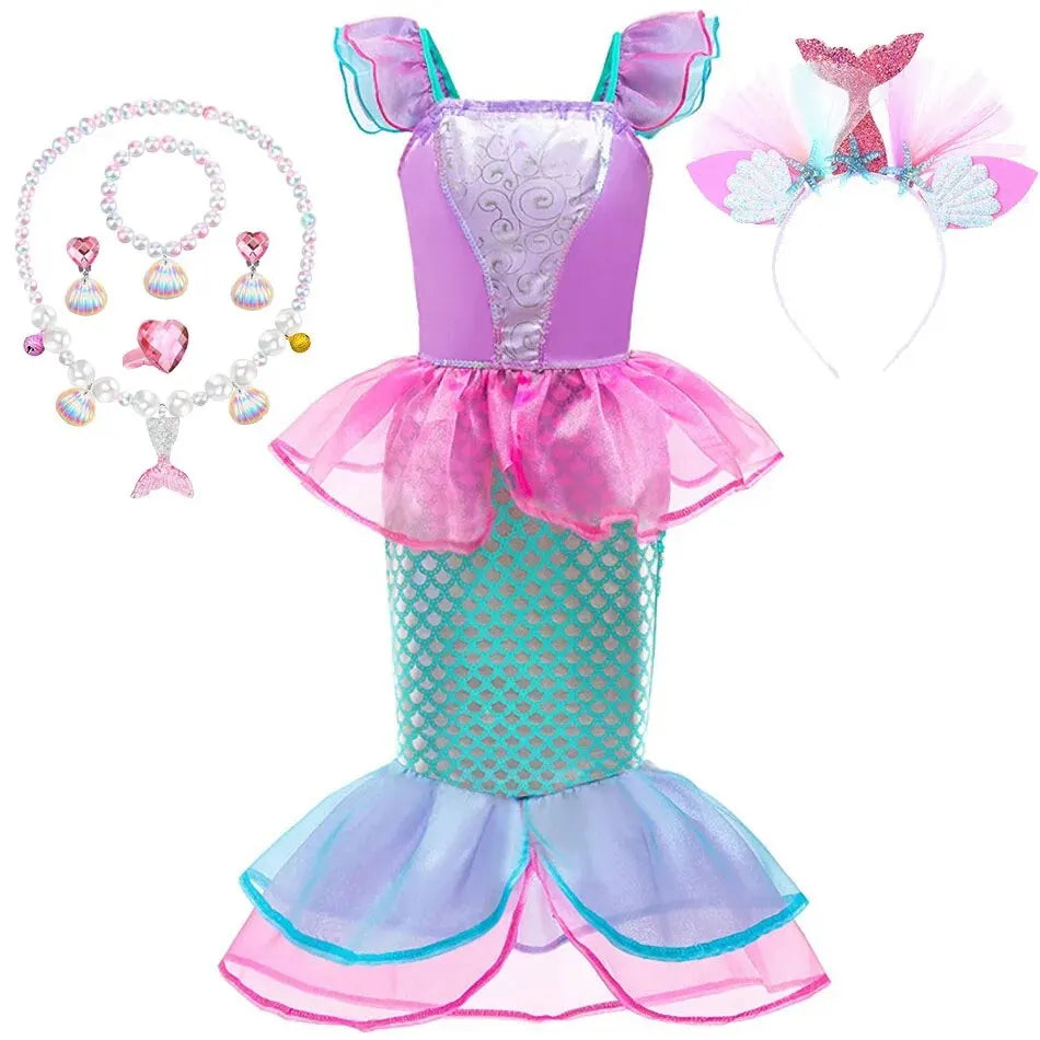 Princess Ariel Dress for Girls – Little Mermaid Halloween & Christmas Costume - Mrmora