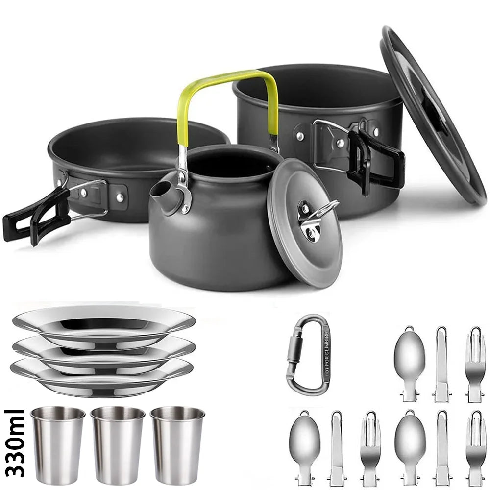 Camping Cookware Set – Non-Stick Pots & Teapot for 2-3 People - Mrmora