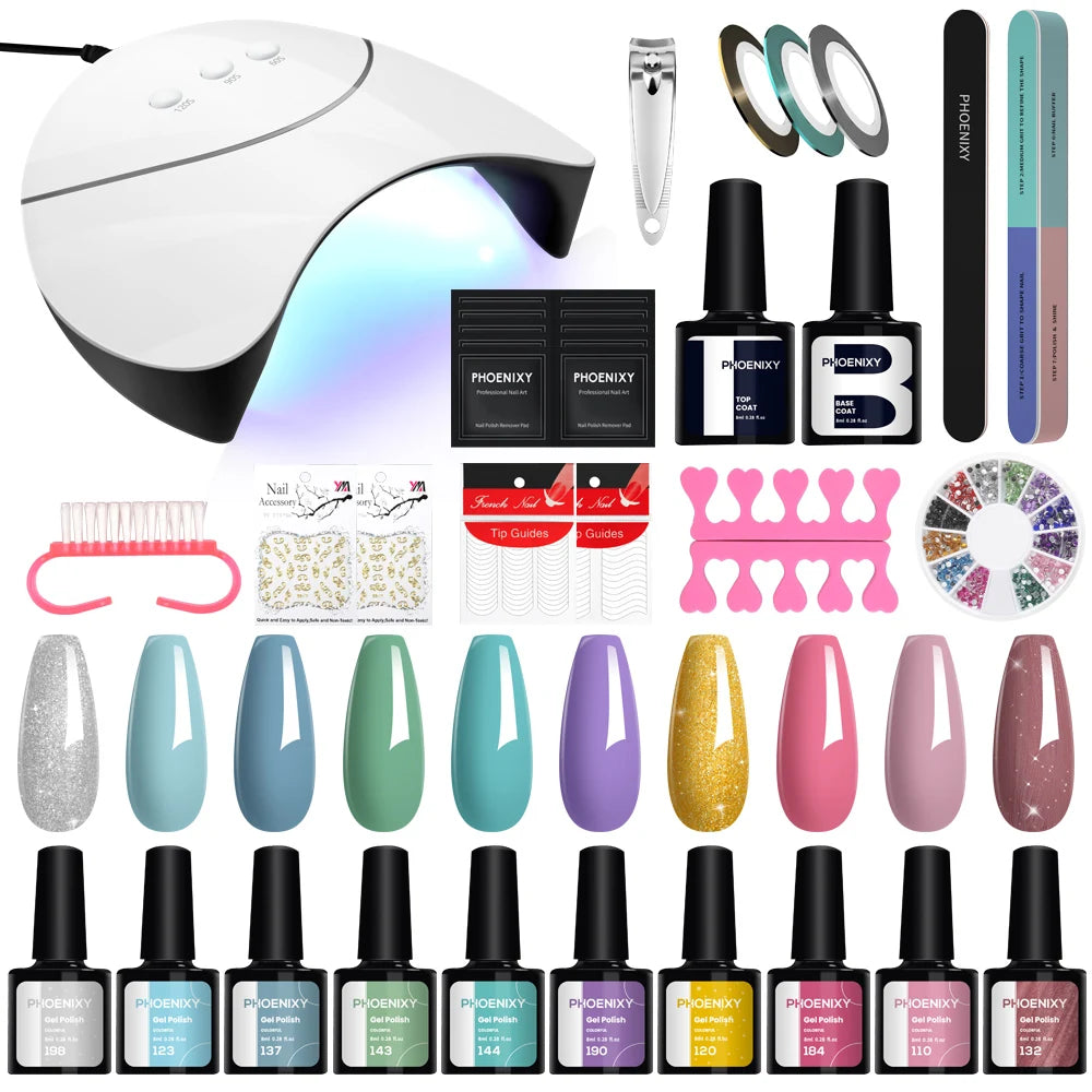 Gel Nail Polish Set with UV LED Lamp - Mrmora