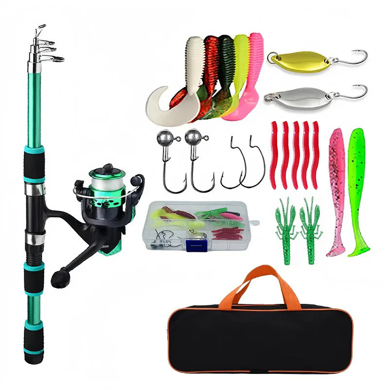 Telescopic Fishing Rod Kit – Full Travel Set with Reel, Baits & Hooks - Mrmora