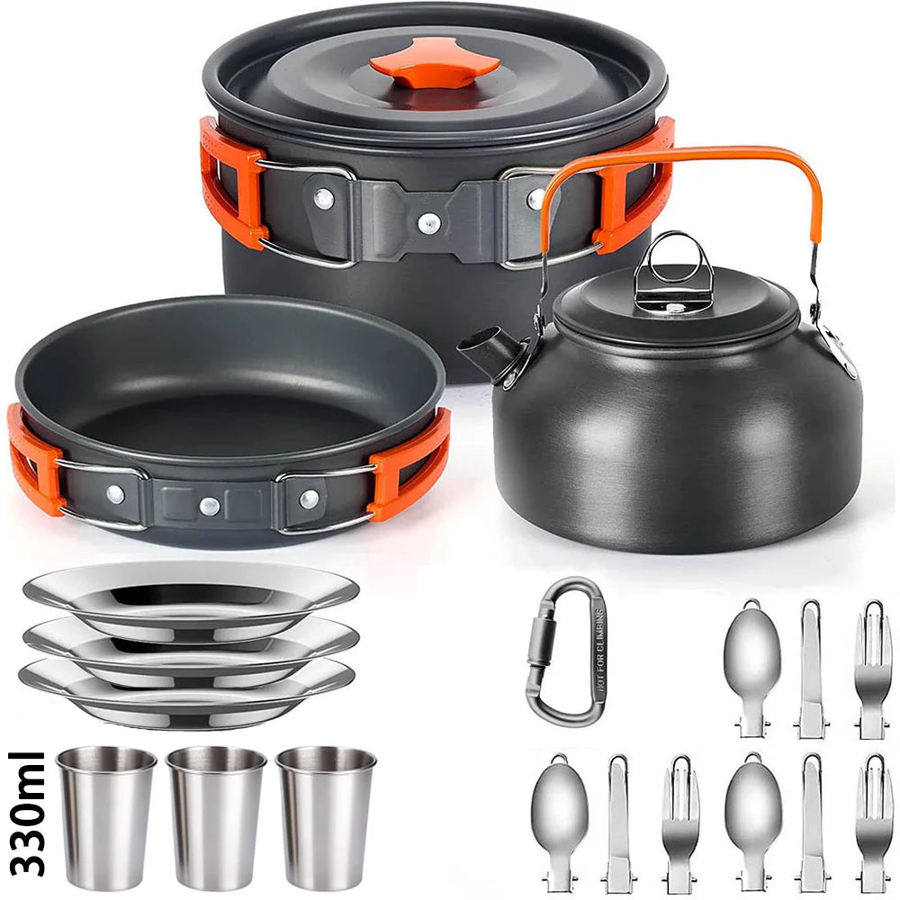 Camping Cookware Set – Non-Stick Pots & Teapot for 2-3 People - Mrmora