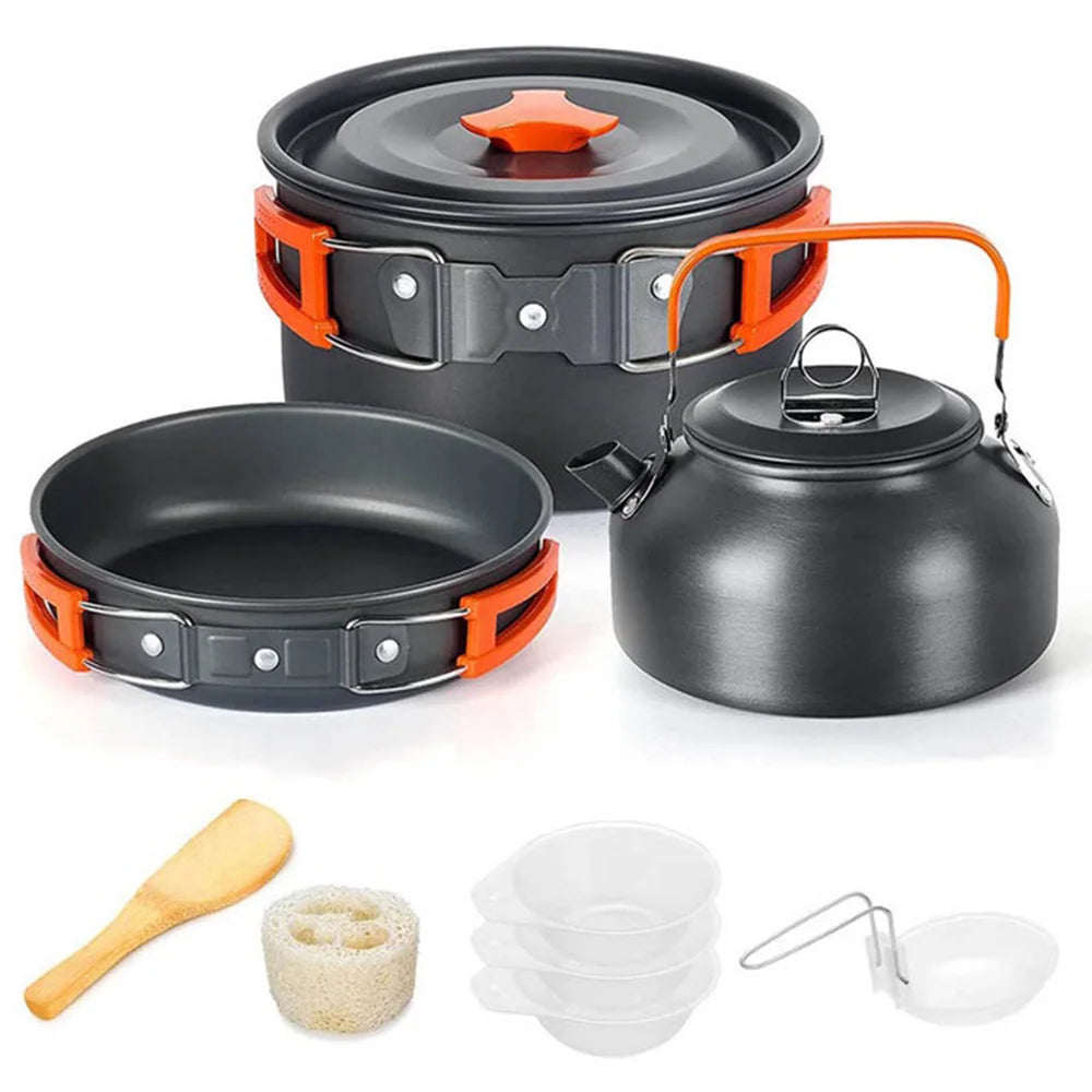 Camping Cookware Set – Non-Stick Pots & Teapot for 2-3 People - Mrmora