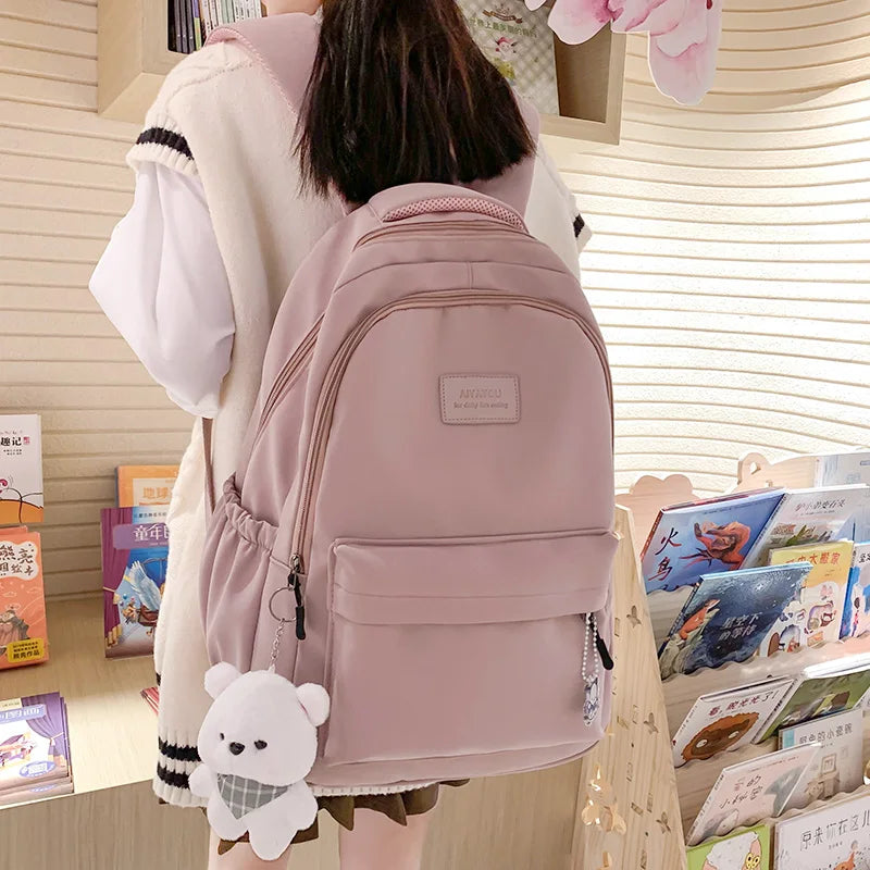 Trendy Waterproof College Backpack for Girls – High Capacity and Cute Design - Mrmora