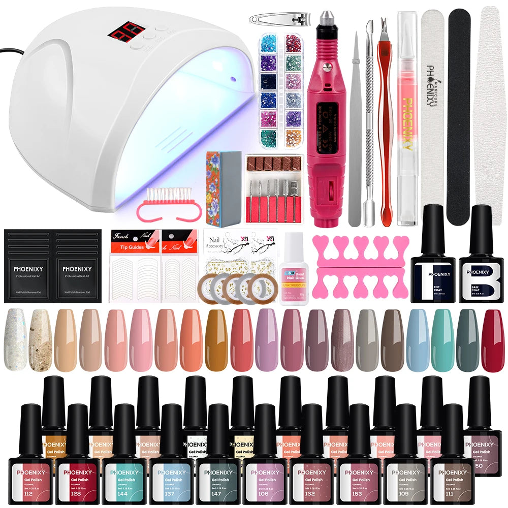 Gel Nail Polish Set with UV LED Lamp - Mrmora